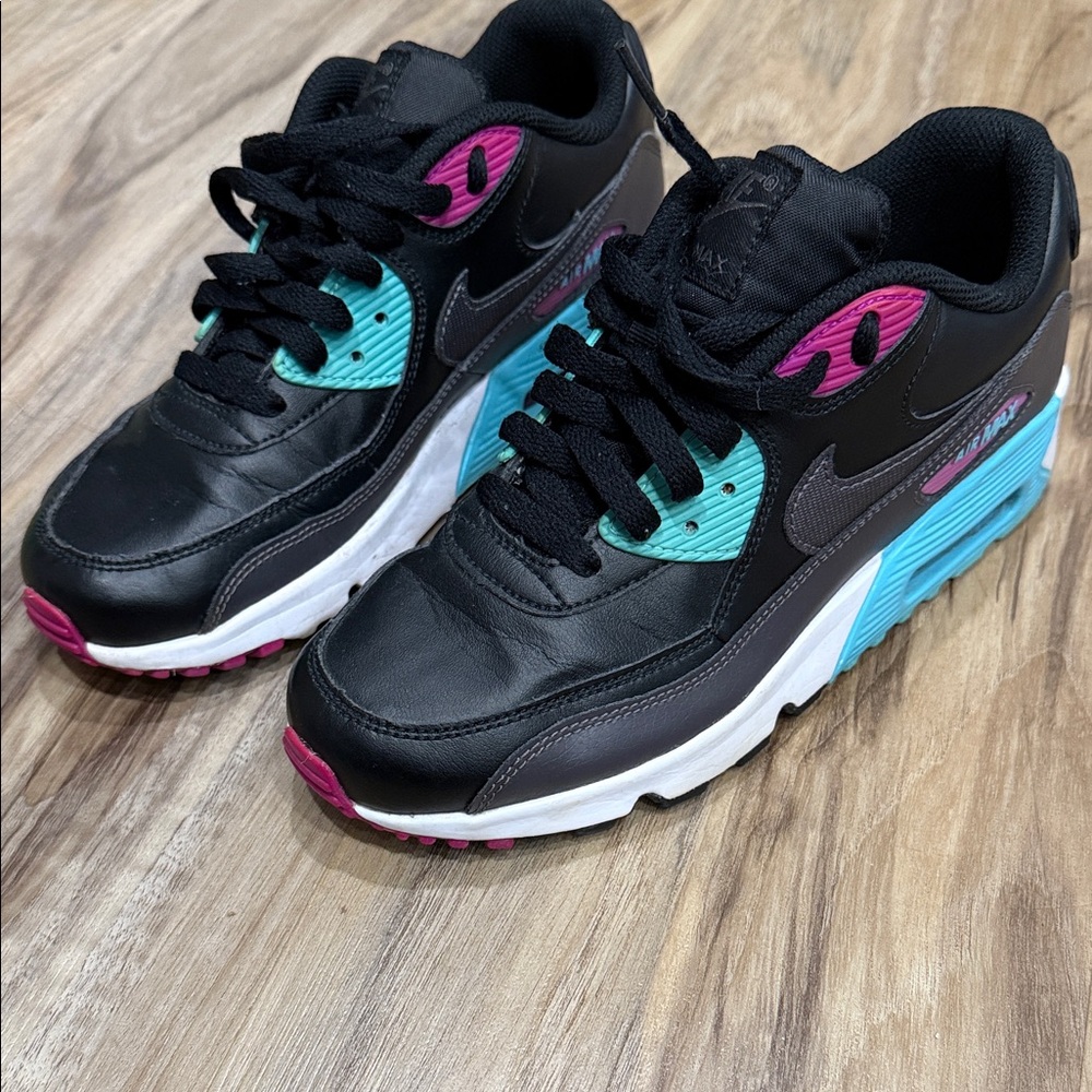Nike Air Max Black with Teal and Pink Highlights